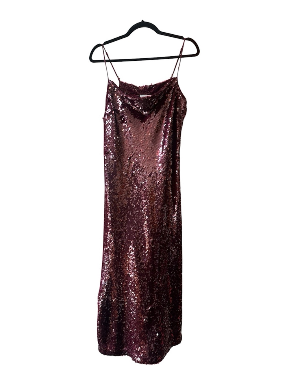 Vince Burgundy Sequin Midi Slip Dress